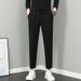 Men's Quick Drying Straight Leg Trousers Summer Casual Thin Ice Silk Cropped Dress Trousers for Spring And Autumn Style_viptrois.com