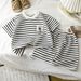 Children's Short Sleeved Suit Black And White Striped Boy's T Shirt Baby Summer Children's Clothing Girl's Shorts Baby Clothes New Style_viptrois.com