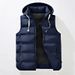 Men's Winter Hooded Vest - Thickened Cotton, Sleeveless, Stylish & Warm For Casual Wear_viptrois.com