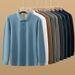 Men's Long-Sleeve Polo Shirt – 100% Cotton, Split Hem, Embroidered Collar (M-4XL, 9 Colors, Business Casual)_viptrois.com
