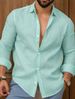 Men's Clothing New Cotton And Linen Solid Color Men's Fashion Shirt Youth Casual Long Sleeve_viptrois.com