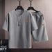Men's Clothing Summer Short Sleeved Suit For Male Students Trendy Handsome Casual T Shirt Korean Style Trendy Brand Printed Sports Suit Trendy_viptrois.com