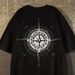 American Compass Print Cotton Short T-Shirt For Men And Women Students Summer Loose Half Sleeve 2025 New Style Top_viptrois.com