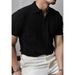 Men's Clothing Zipper Striped Knitted Short Sleeved Polo Shirt For Men, Slim Fit Top, High End Commuting Wear, T Shirt Bottoming_viptrois.com