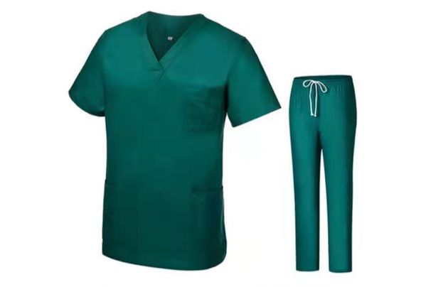 Men's Clothing Split Suit Men And Women Long And Short Sleeves Dark Green Gauze Hand Brushing Clothes Beauty Pet Oral Work Clothes_viptrois.com