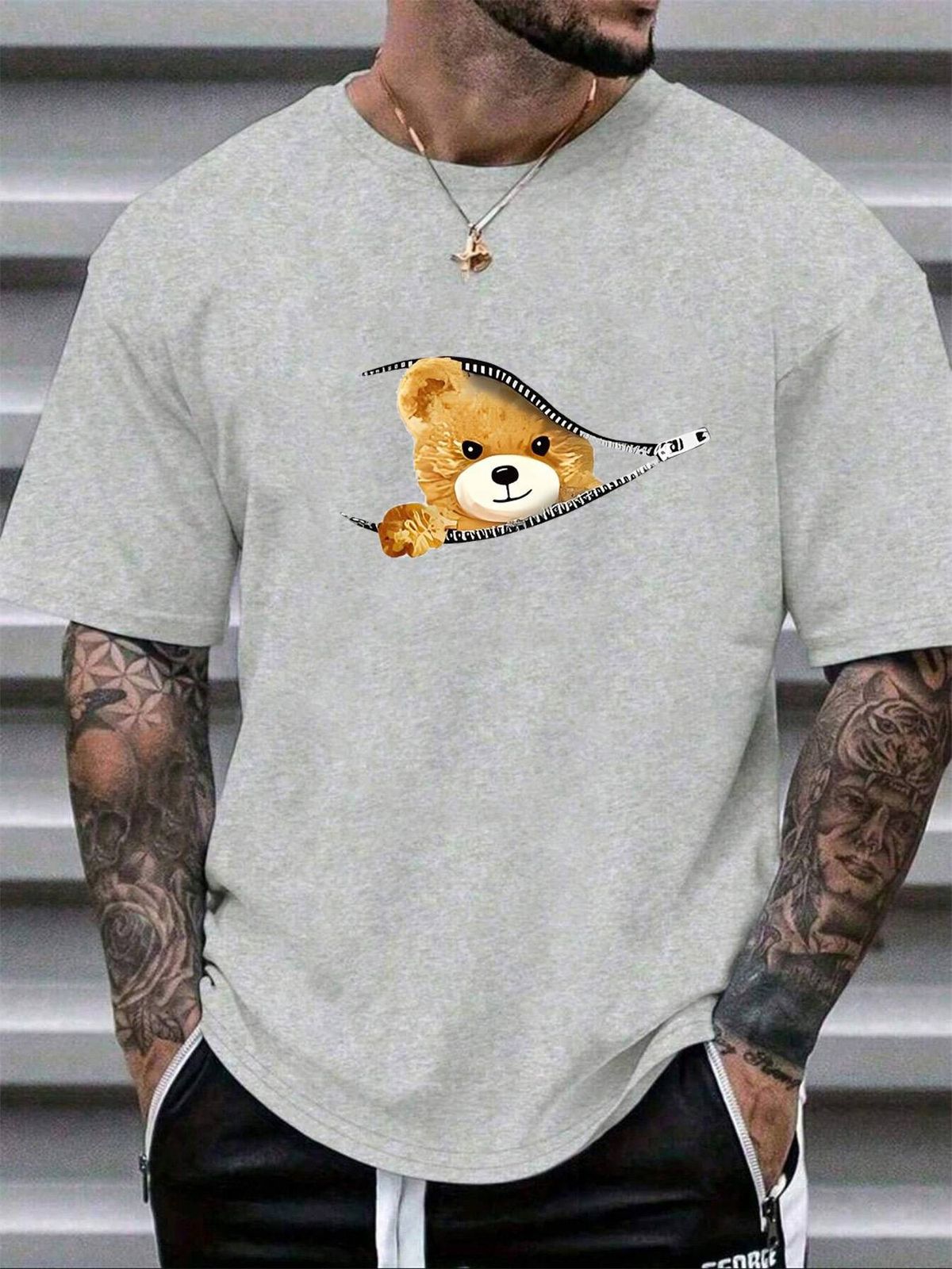 Men's Fashion Short-sleeved T-shirts Summer Slim-fit Pure Cotton Printed T-shirts Trendy Casual Versatile Tops_viptrois.com