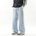 Relaxed Fit Straight Leg Men's Jeans - Classic Vintage Washed Denim Trousers For Casual Wear Breathable Cotton-Blend Fabric_viptrois.com