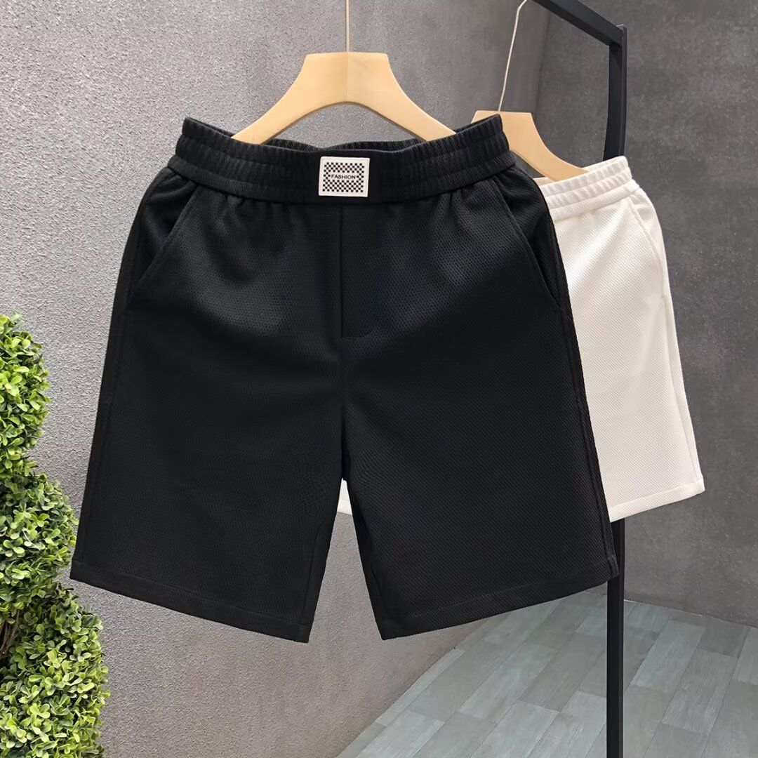 Men's White Casual Shorts Summer Thin Style Trendy Loose Sportswear Mid Length Five Point New_viptrois.com