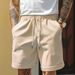 Men's Summer Shorts High Street Pleated Casual Pants Straight Leg Plain Comfortable Breathable Shorts_viptrois.com
