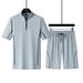 Men's Summer Casual Short Sleeve T-Shirt & Shorts Set - Breathable Loose Fit Running Outfit (Black, Gray) - Sizes M-5XL_viptrois.com