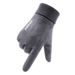Suede gloves men's autumn and winter outdoor windproof plus velvet warm and long lock temperature half-finger dew two-finger riding gloves_viptrois.com