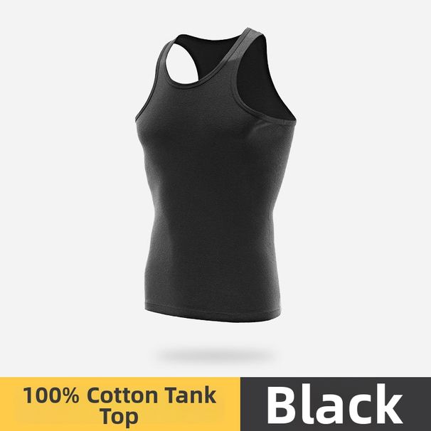 Men's Clothing Men's 100% Cotton Sleeveless Vest Versatile Sports Swing White Undershirt For Middle Aged And Elderly_viptrois.com