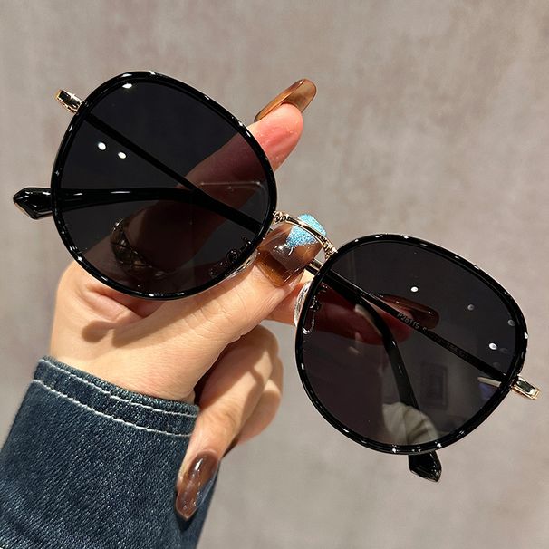 P28119 Japanese And Korean Hot-Selling Sweet Round Frame For Women Mixed Batch Street Style High-End Dark Brown Tea_viptrois.com