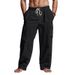 Men's Linen Trousers Spring Autumn Cargo Multi Pocket Straight Leg Loose Fit Pants_viptrois.com