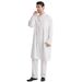 Traditional Thobe Set - Long Sleeve Button-Up Kaftan With Classic Collar, Comfortable Polyester Blend For Men_viptrois.com