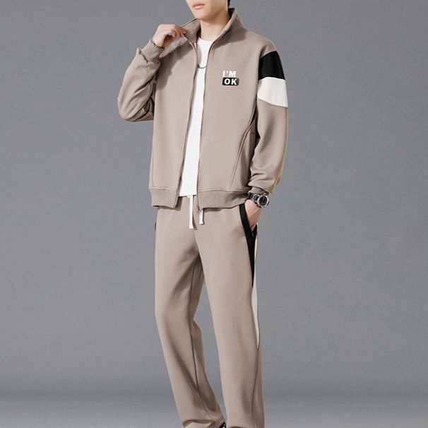 Men's Clothing Casual Sports Suit Autumn And Winter Trendy Cardigan Jacket Men's Plus Velvet Set With Handsome Teenagers Clothes_viptrois.com
