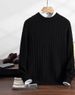 Men’s Cashmere-Like Knit Sweater – Warm Round Neck Button Detail Pullover (Black/Blue/Green/Camel/Gray, S-3XL)_viptrois.com