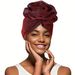 Solid & Multi-Color Silk Headscarf – Women's Fashionable Large Flower Turban Hat (Indian-Style Pleated Headwear, Bright & Elegant)_viptrois.com