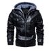 Men's PU Leather Jacket With Hood – Stylish Biker-Inspired Coat (Black, Khaki, Espresso, Burgundy, S-5XL)_viptrois.com