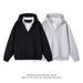 Unisex Oversized Hoodie – Minimalist Two-Tone V-Neck Pullover With Drop Shoulder (M-XXXL)_viptrois.com