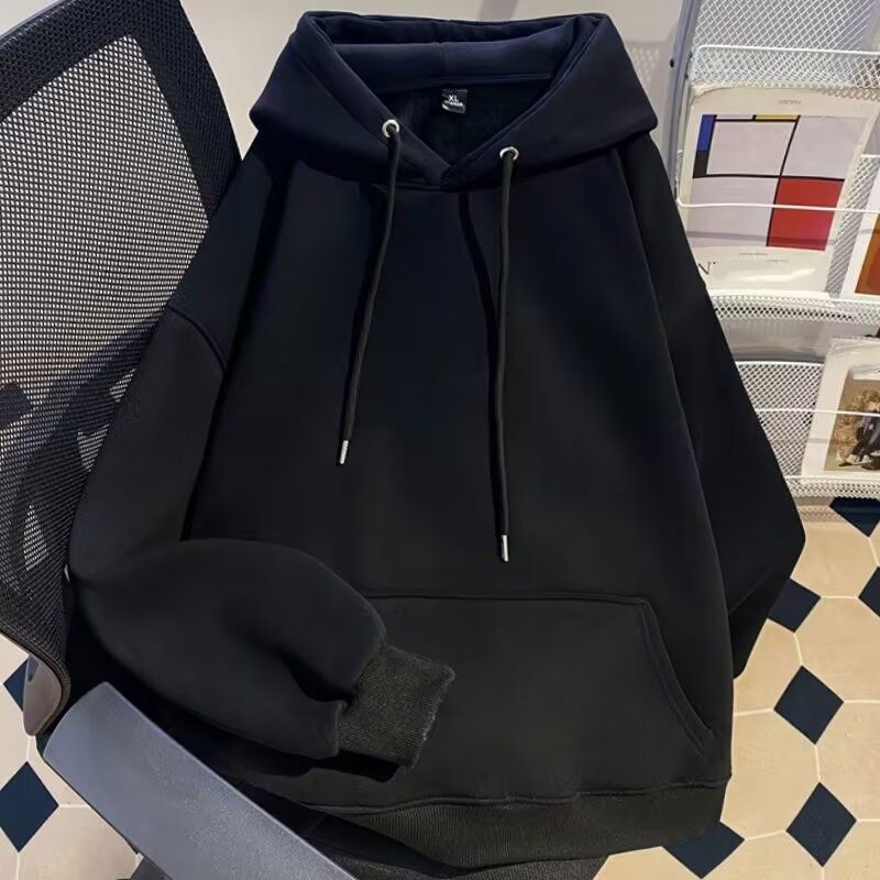 Men's Casual Hooded Sweatshirt – Relaxed Fit, Round Neck, Unisex Minimalist Style, Trendy Loungewear_viptrois.com
