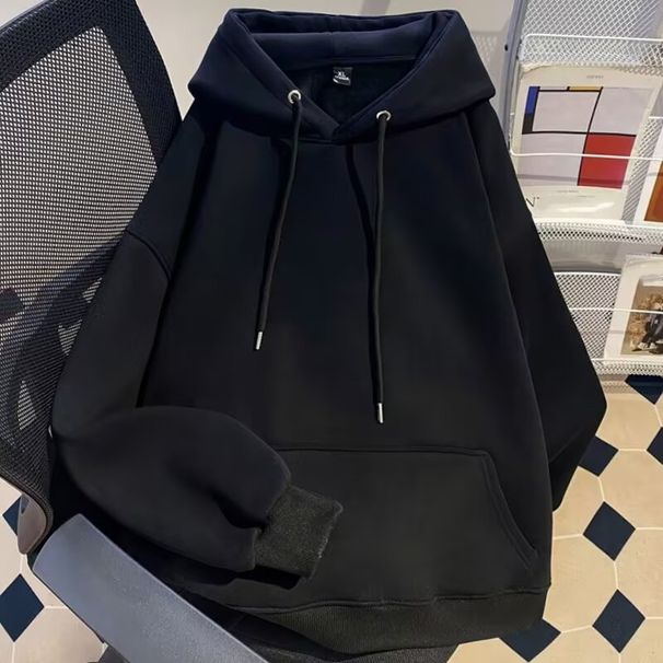 Men's Casual Hooded Sweatshirt – Relaxed Fit, Round Neck, Unisex Minimalist Style, Trendy Loungewear_viptrois.com