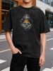 Vintage Style T Shirt Mountain Compass Graphic Washed Cotton Oversized Fit Unisex Outdoor Adventure Wear_viptrois.com