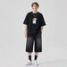 Summer Versatile Men's Jeans Wide Leg Straight Leg Comfortable Cool Commuting Shorts 5 Point Pants_viptrois.com