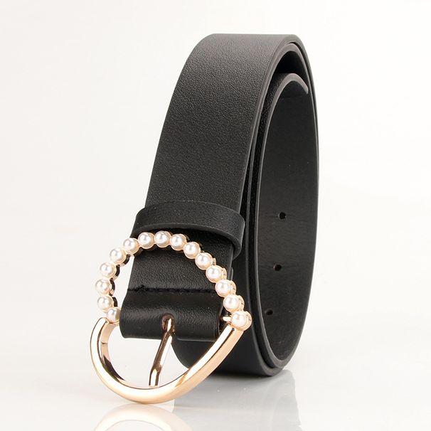 Women's new belt, sweet inlaid with pearl heart buckle dress decorative belt, cute student jeans belt_viptrois.com