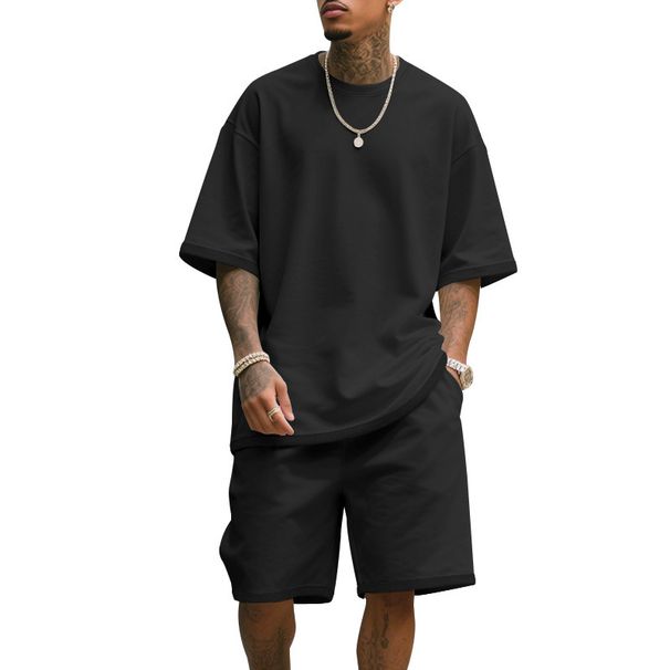 Men's Clothing Summer Large Version Sports Suit Leisure Loose Short Sleeved T Shirt Shorts_viptrois.com