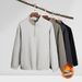 Men's Heavyweight Textured Half-Zip Stand Collar Sweatshirt – 390g Thickened Relaxed Fit Pullover For Autumn & Winter (Minimalist Style)_viptrois.com
