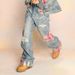 Men's Jeans High Quality American High Street Splicing Jeans Men's And Women's Spicy Pants Print_viptrois.com