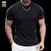 Men's Clothing New Summer Men's Short Sleeved Fitness Training Ribbed Vertical Round Neck Hollow Mesh Comfortable Solid Color Bottoming Shirt T Shirt_viptrois.com