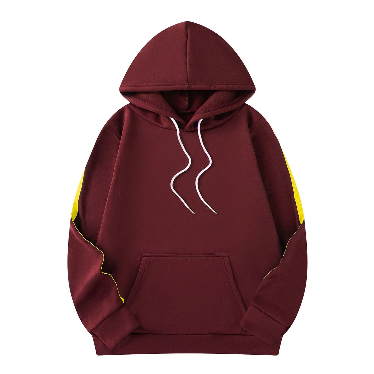 Men's Casual Hooded Sweatshirt With Stylish Yellow Stripes - Lightweight Polyester Pullover For Streetwear & Everyday Comfort (S-XXXL, Grey/Black)_viptrois.com
