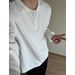 Grey Henry Collar Long Sleeved T-shirt For Men In Spring And Autumn, American Style T-shirt, Waffle Loose Casual Inner_viptrois.com