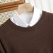Pure 2024 Autumn Winter New Wool Men Round Neck Basic Sweater Business Casual Loose Cashmere Knitwear Dropshipping_viptrois.com