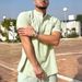 Men's Clothing Summer Hot Sale Men's Solid Color Casual T Shirt Short Sleeve Stand Collar Versatile Shirt_viptrois.com