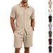 Men's Summer Jacquard Short Sleeve Shirt And Shorts Lounge Set, Breathable Comfort For Relaxation Breathable & Lightweight Fabric_viptrois.com