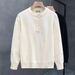 Men's Clothing Henry Collar Long Sleeve Sweater Pullover Striped Men's Round Neck Solid Color Versatile Bottoming Shirt Solid Color Knitted Sweater_viptrois.com