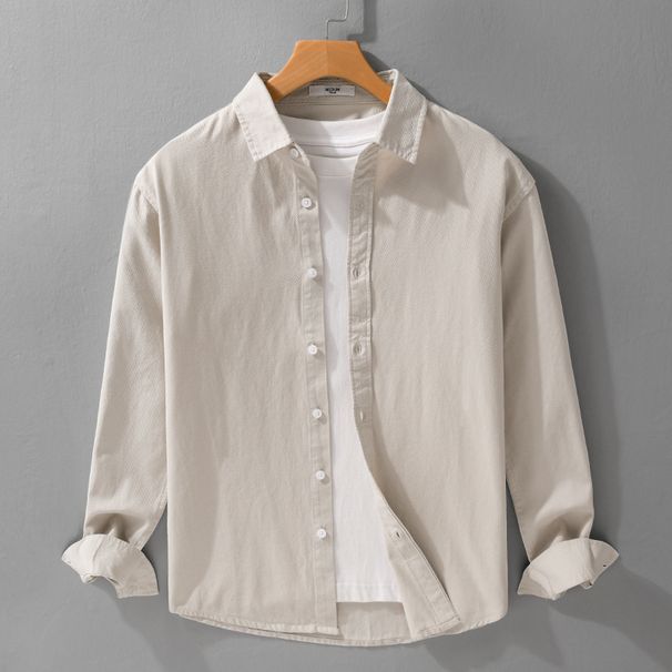 Men's Simple And Versatile Long Sleeved Shirt, Loose, Comfortable, Breathable, Pure Cotton Casual Shirt_viptrois.com