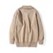 Solid Color Loose Collar Knitted Cardigan Men's Autumn New Item, Youth Fashion Sweater Jacket_viptrois.com