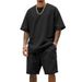 Men's Clothing Summer Large Version Sports Suit Leisure Loose Short Sleeved T Shirt Shorts_viptrois.com