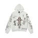 Hand-painted Graffiti Hat Pattern Printed Hooded Sweater Men's European And American Trendy Brand Loose Short Autumn And Winter Coat_viptrois.com