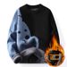 Sweater With Fleece Lining, Winter Knitwear, Crew Neck, Long Sleeve, Youth Clothing, Men's Base Shirt, Thickened And_viptrois.com