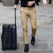 Men's Slim Fit Casual Trousers Versatile Trendy Slimming Straight Leg New Style Light Luxury Solid Color_viptrois.com