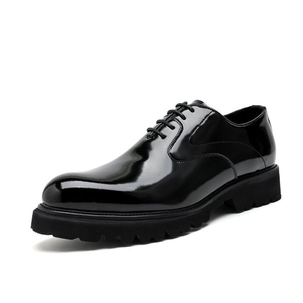 Retro Dress Business Casual Leather Shoes Business Commuter Bright Leather Oxford Shoes Dress Wedding Shoes_viptrois.com