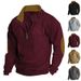 Men's Casual Embroidered Sweatshirt European Size Spring Autumn Stand Collar Long Sleeve Solid Color Outdoor Clothing_viptrois.com