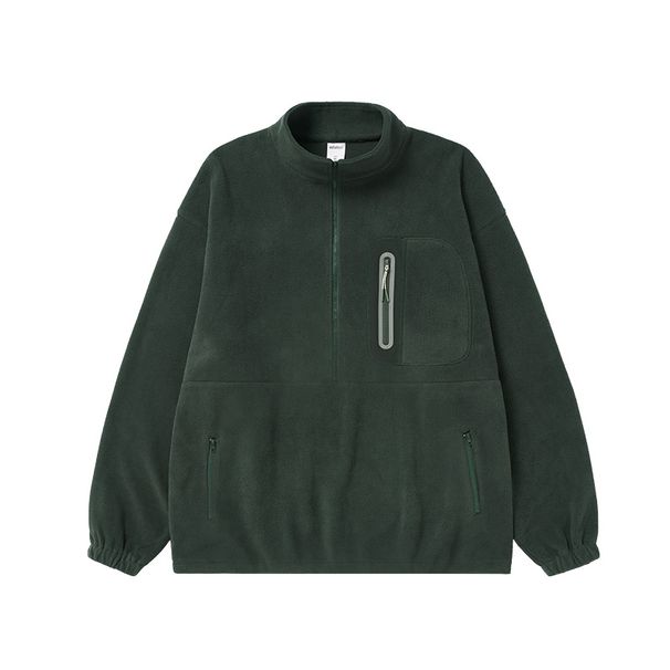 Men's Clothing Polar Fleece Laminating Half Open Collar Sweatshirt New Half Zip Warm Cycling Top_viptrois.com