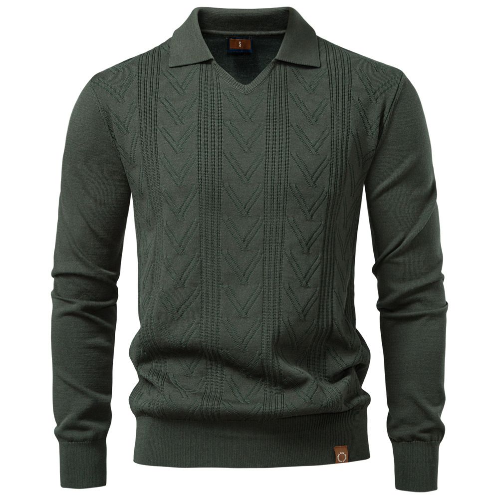 Men's Jacquard Sweater Men's Pullover V-Neck Knitted Sweater Men's_viptrois.com