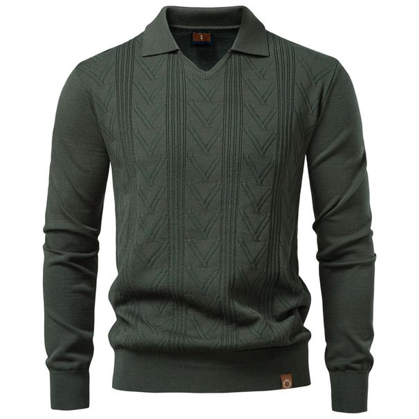 Men's Jacquard Sweater Men's Pullover V-Neck Knitted Sweater Men's_viptrois.com